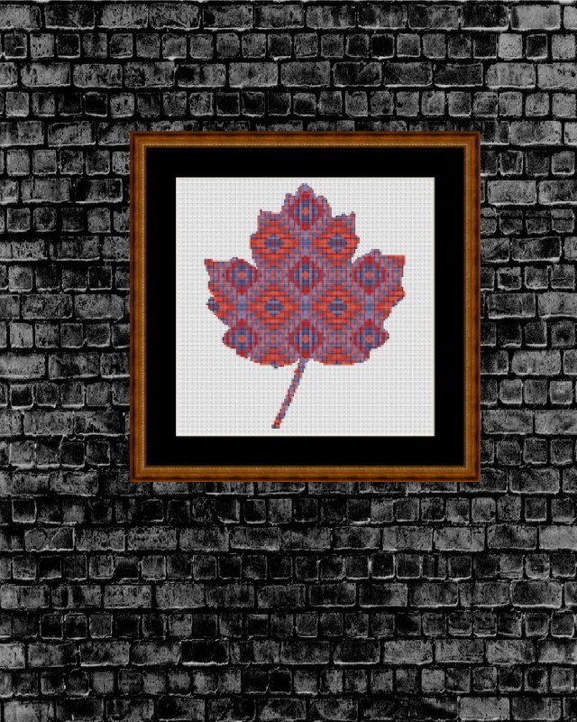 Ahornblatt im Karomuster Stickvorlage Kreuzstich PDF-Datei