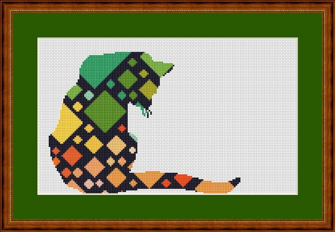 Kreuzstichmuster sitzende Katze Mosaik Herbst, Stickvorlage PDF-Datei - Bild 7