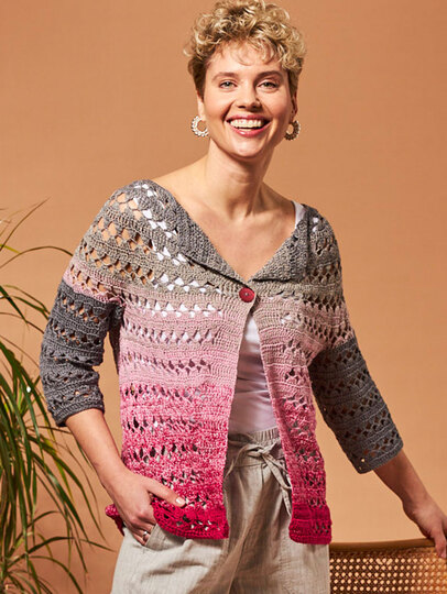 RUNDPASSENJACKE MAGNOLIE, gehäkelt