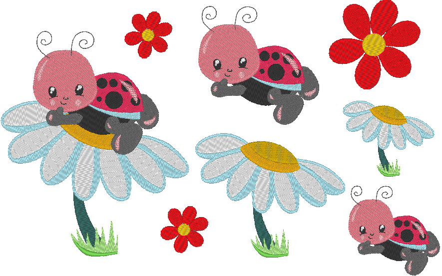 Stickdatei - Käfer Marienkäfer auf Blume