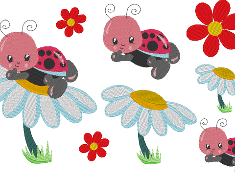 Stickdatei - Käfer Marienkäfer auf Blume