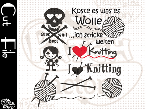 Plotterdatei, Schnittvorlage Stricken, Strickzeug