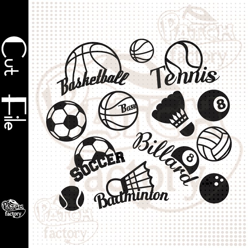 Plotterdatei Sport, Fußball, Tennis, Basketball, Badminton, Volleyball