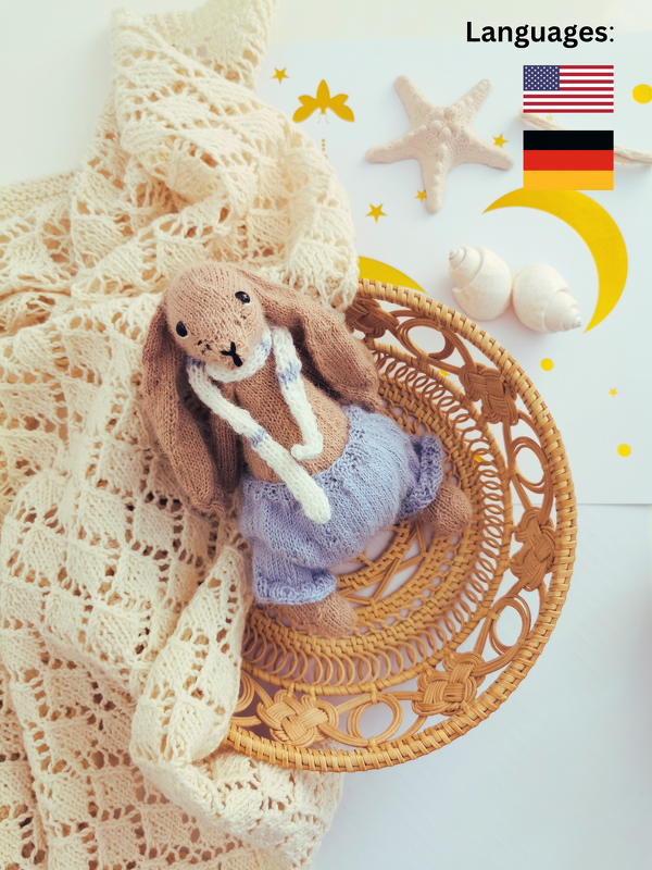 Strickmuster PDF Hase Kuschelbär Hase blau amigurumi gestricktes bär