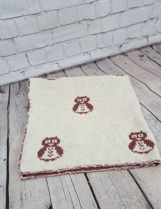 Knitting Pattern for a super cute Owl Baby Blanket in Double Sided Knitting - Image 2