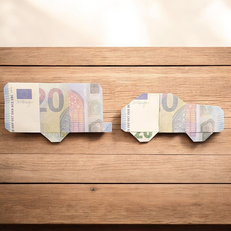 Origami Geldschein Fahrzeuge mit Anhänger (*-**)