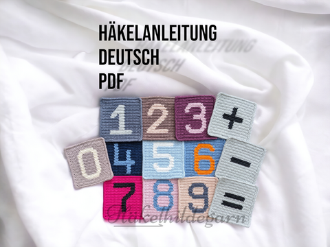 Zahlen auf Quadrat zur Herstellung von Decken, Kissen und vielem mehr