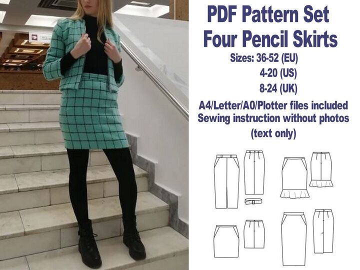 Skirts Sewing Patterns PDF Skirt Sewing Pattern Womens Sewing Patterns