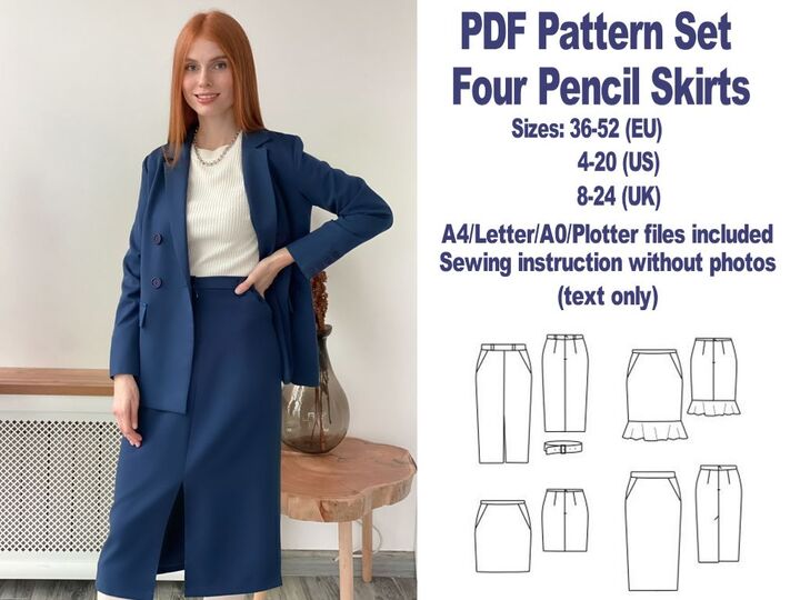 Skirts Sewing Patterns PDF Skirt Sewing Pattern Womens Sewing Patterns