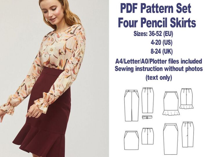 Skirts Sewing Patterns PDF Skirt Sewing Pattern Womens Sewing Patterns