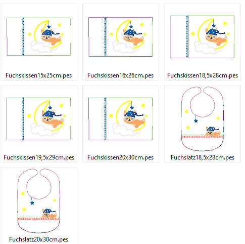 Stickdatei - Fuchs auf dem Mond Kissen und Lätzchen SET ITH - Bild 12