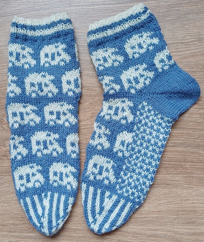 Anleitung Sockenmuster, Wohnmobil-Camp, mit mehreren Fäden