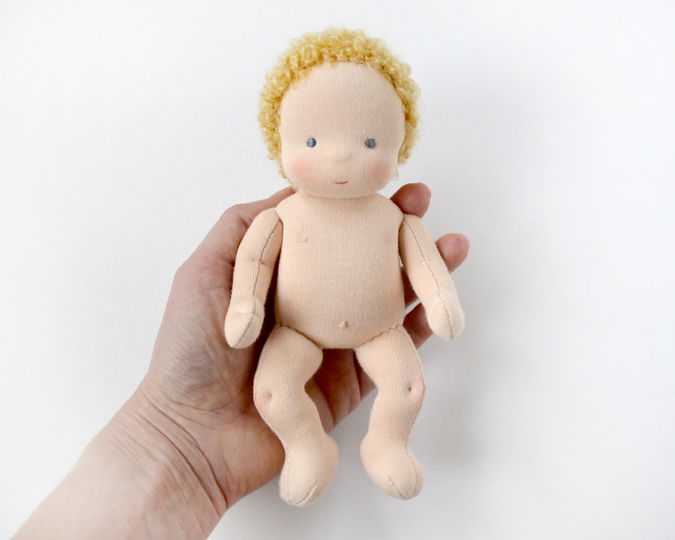 DIY Waldorf baby doll 7 inch (18 cm) tall. PDF sewing pattern and tutorial