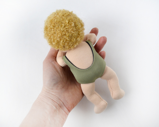 DIY Waldorf baby doll 7 inch (18 cm) tall. PDF sewing pattern and tutorial