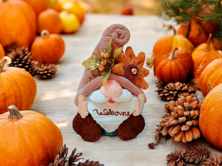 H&auml;kelanleitung Herbstwichtel T&uuml;rdekoration