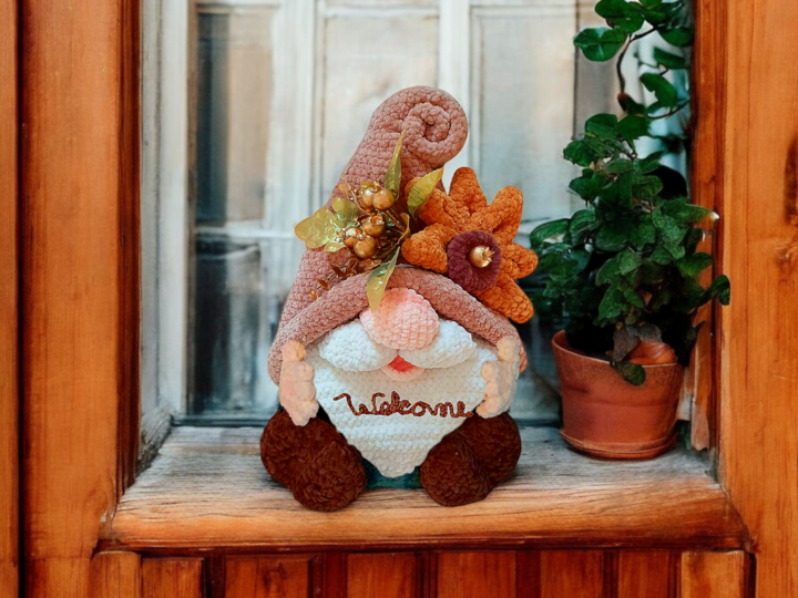 H&auml;kelanleitung Herbstwichtel T&uuml;rdekoration