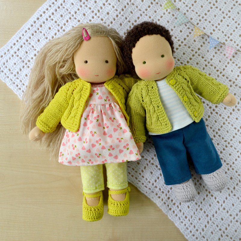 DIY Knitted cardigan for Waldorf dolls. 4 sizes. PDF knitting pattern - Image 5