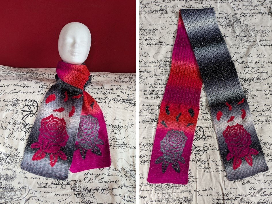 Häkelschal "Rosenblütenblätter"