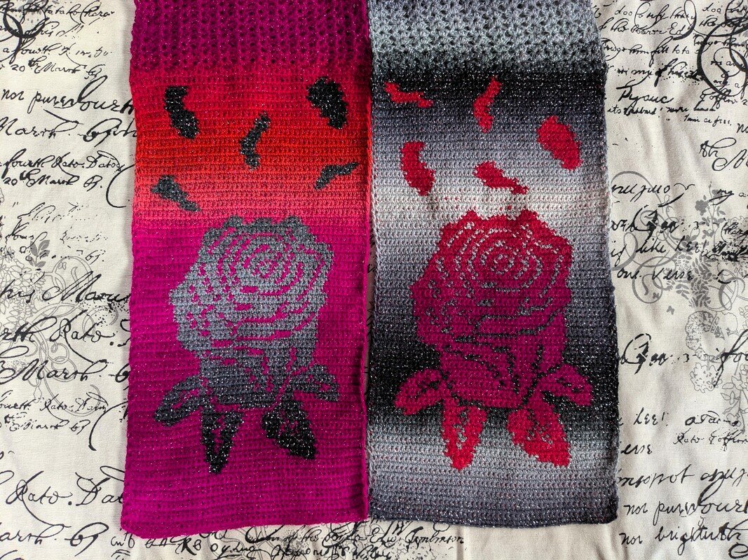 Häkelschal "Rosenblütenblätter" - Bild 4