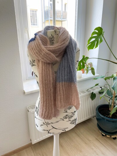 Strickleitung für ein einfaches Set aus Schal und Stirnband im Patentmuster