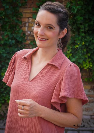 Molle - Kleid und Bluse mit Flatterärmeln Gr.34-50