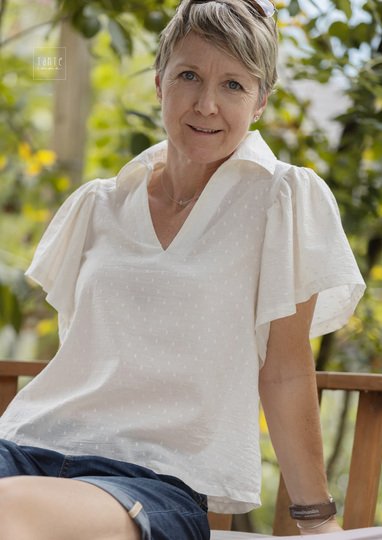 Molle - Kleid und Bluse mit Flatterärmeln Gr.34-50