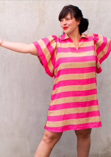 Molle - Kleid und Bluse mit Flatterärmeln Gr.34-50