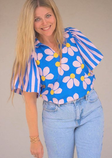 Molle - Kleid und Bluse mit Flatterärmeln Gr.34-50