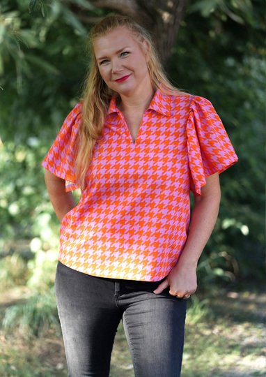 Molle - Kleid und Bluse mit Flatterärmeln Gr.34-50