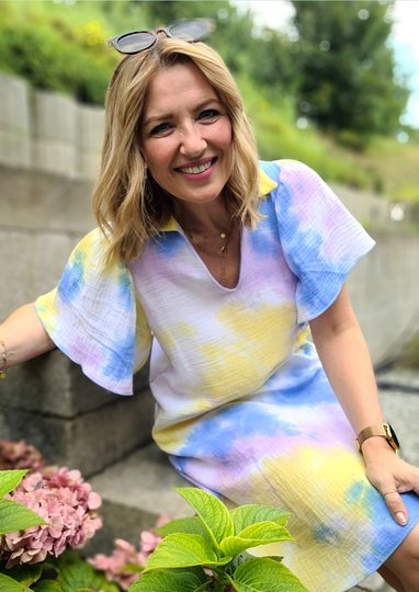 Molle - Kleid und Bluse mit Flatterärmeln Gr.34-50