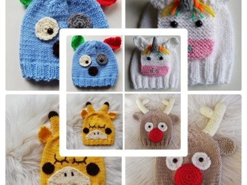 Strickanleitung 4 süße Babymützen bis 6 Monate
