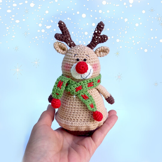 Christmas amigurumi decorations ornaments set. Santa Claus, Elf, Reindeer