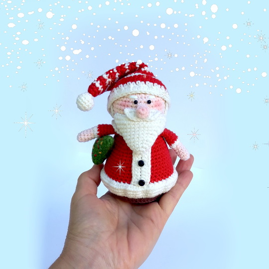 Christmas amigurumi decorations ornaments set. Santa Claus, Elf, Reindeer