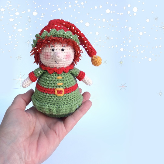 Christmas amigurumi decorations ornaments set. Santa Claus, Elf, Reindeer