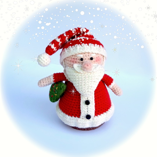 Christmas amigurumi decorations ornaments set. Santa Claus, Elf, Reindeer