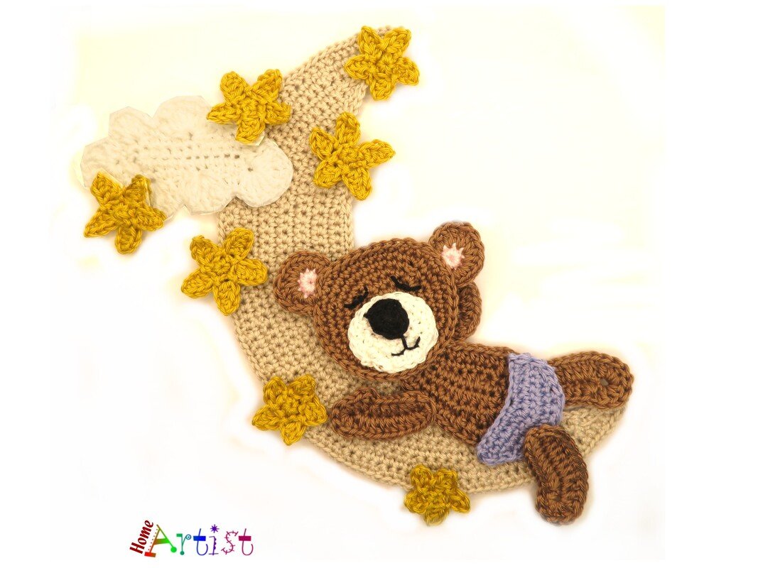 Moon bear crochet applique pattern - Image 2