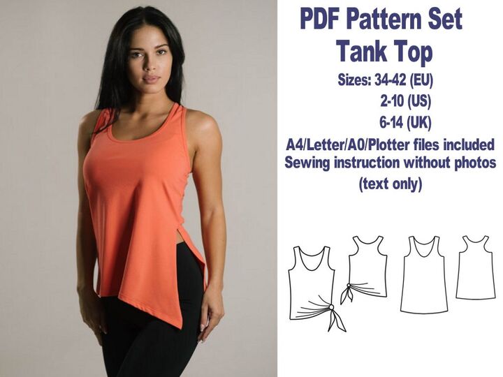 Tank Top Sewing Pattern PDF Sewing Patterns T-shirt Sewing Pattern PDF