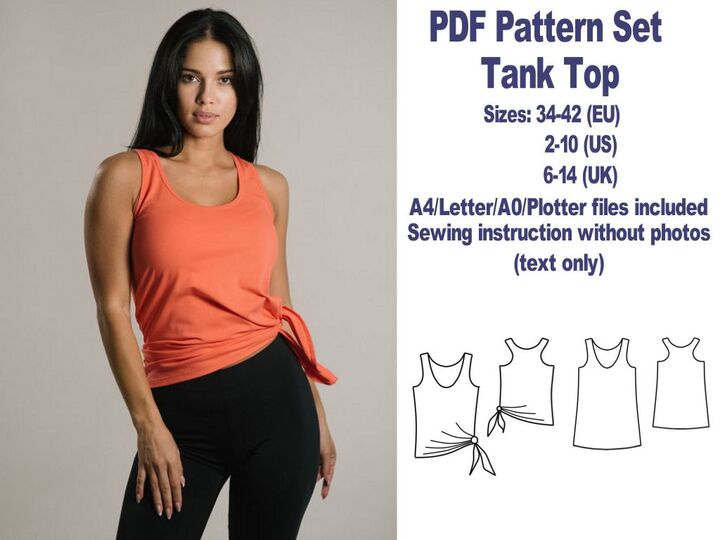 Tank Top Sewing Pattern PDF Sewing Patterns T-shirt Sewing Pattern PDF
