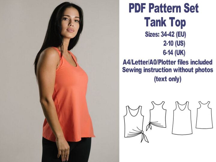 Tank Top Sewing Pattern PDF Sewing Patterns T-shirt Sewing Pattern PDF