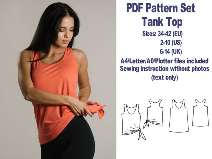 Tank Top Sewing Pattern PDF Sewing Patterns T-shirt Sewing Pattern PDF
