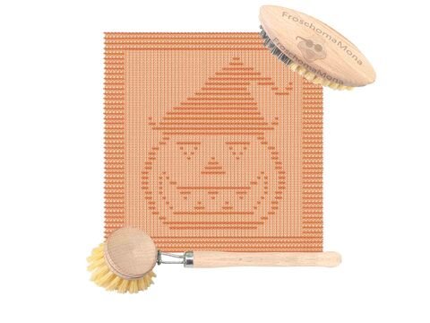 Strickmotiv „ Halloween Kürbis “ für Spültuch Deckchen Waschlappen stricken