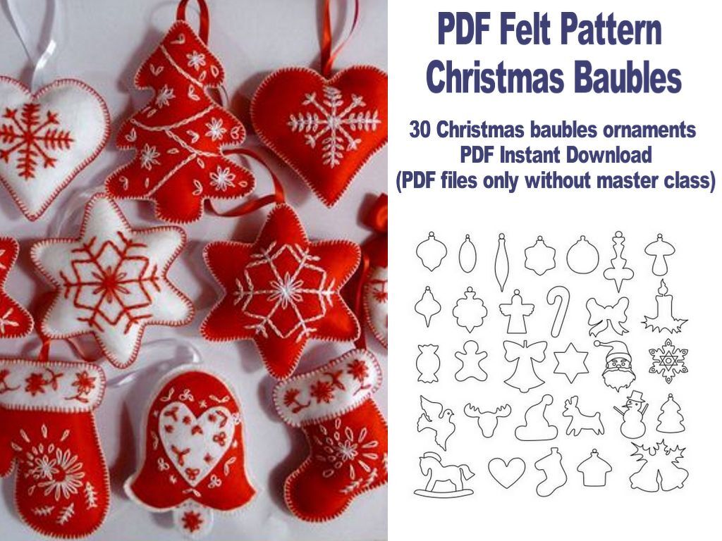 Felt Sewing Pattern Christmas Baubles Felt Patterns PDF Christmas Stencils