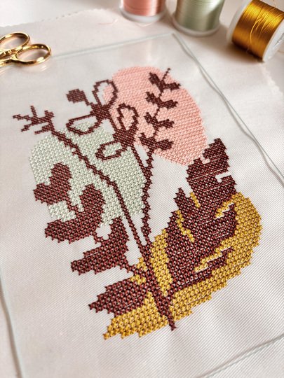 Stickdatei: Line Art - Blumen sticken im Kreuzstich