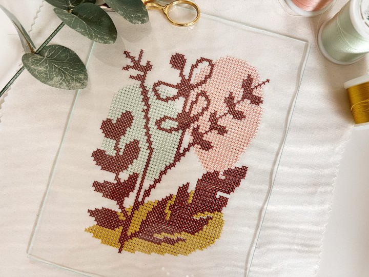 Stickdatei: Line Art - Blumen sticken im Kreuzstich