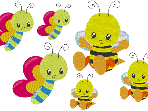 Stickdatei - Biene mit Schmetterling