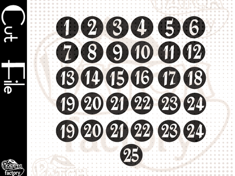 Plotterdatei Adventskalenderzahlen "Kreis"