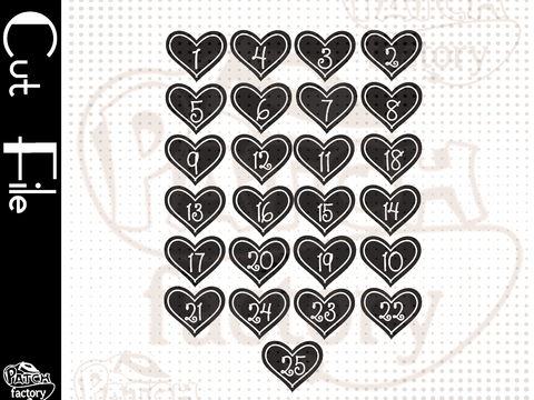 Plotterdatei Adventskalenderzahlen "Nostalgisches Herz"