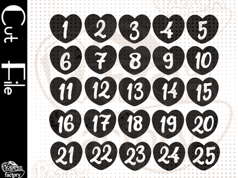 Plotterdatei Adventskalenderzahlen "Herz"