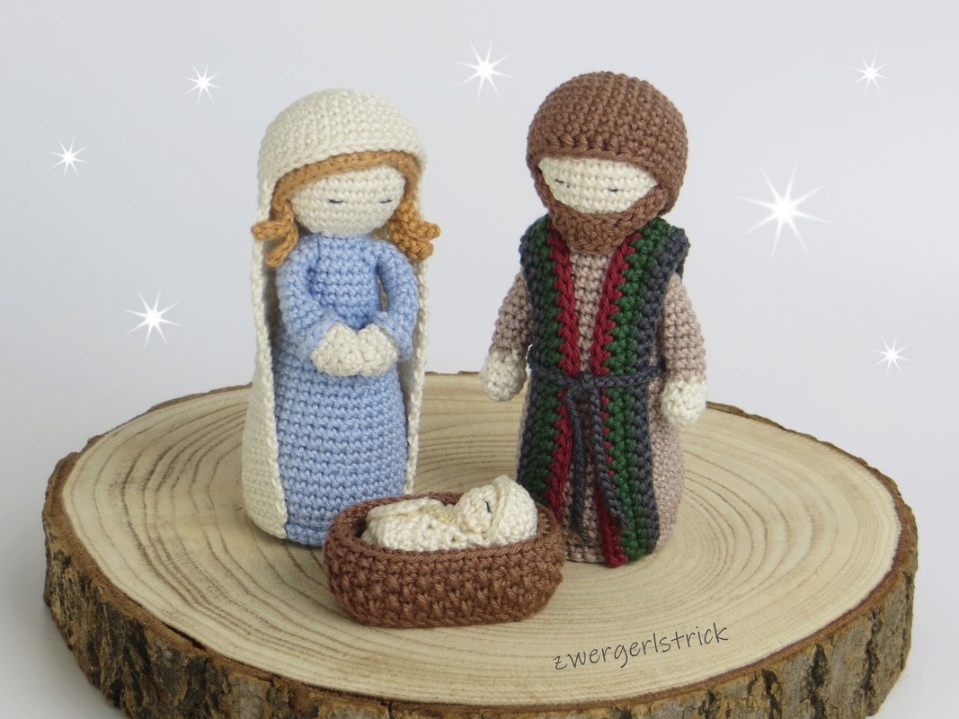 Krippenfiguren häkeln (12-13 cm) - Die Heilige Familie