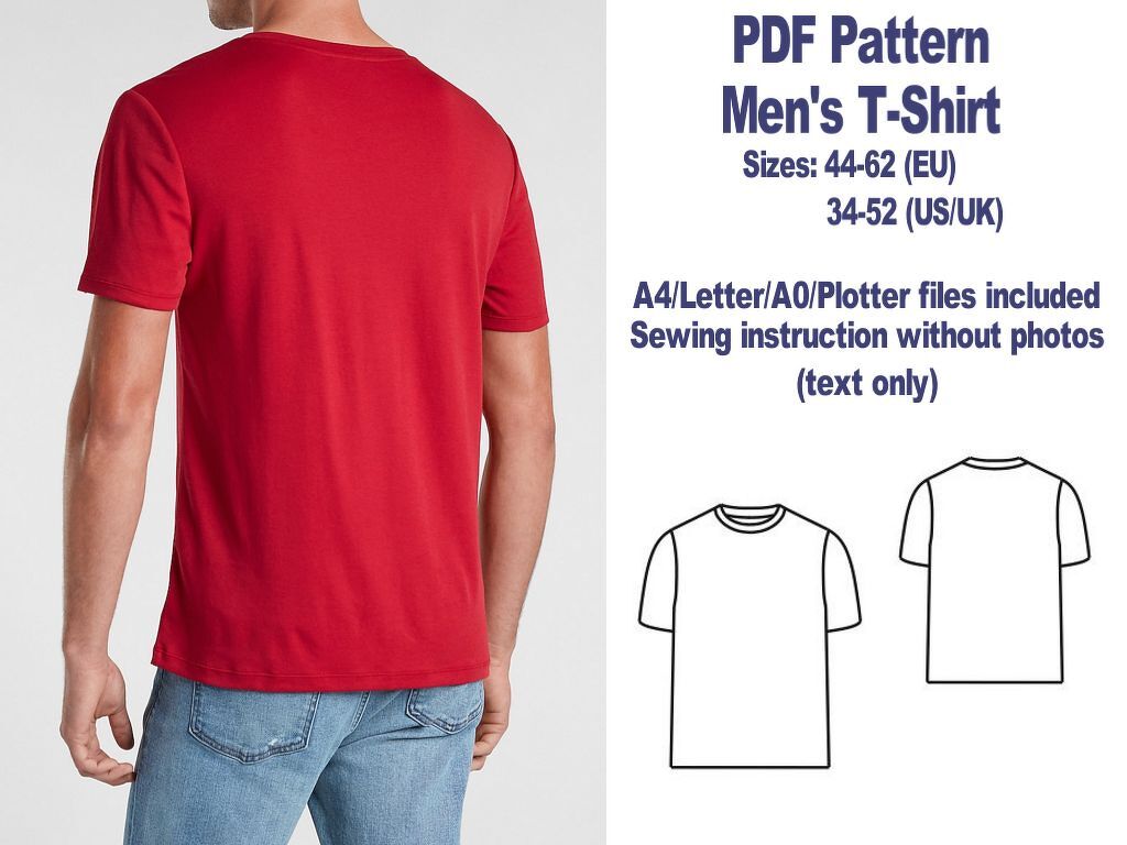 Men's T-Shirt Sewing Pattern PDF Sewing Patterns T-Shirts Patterns PDF - Image 9